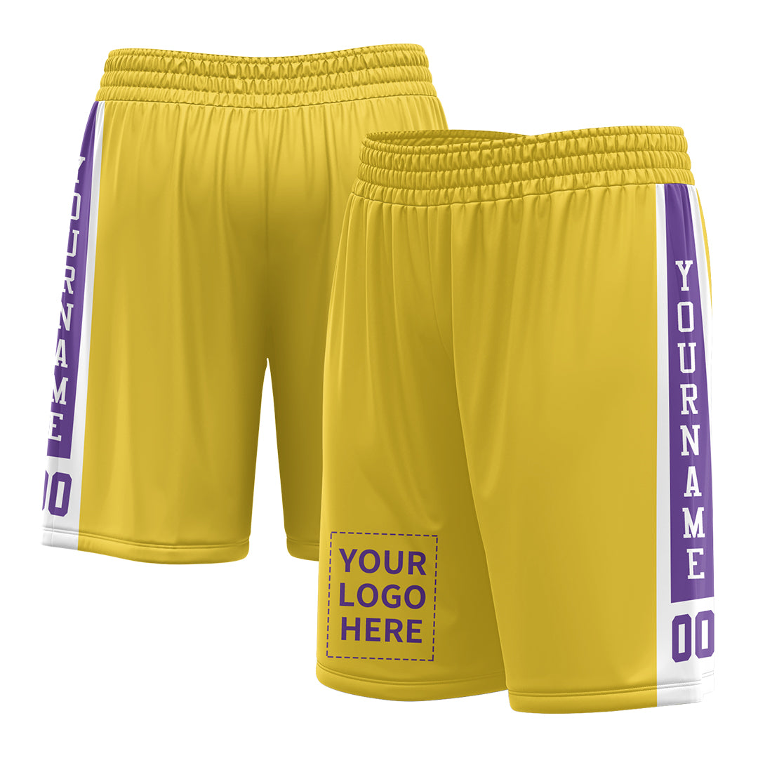 Custom Yellow Mesh Sports Basketball Shorts with Side Pockets