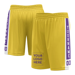 Custom Yellow Mesh Sports Basketball Shorts with Side Pockets