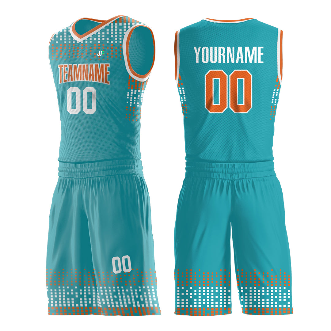 Custom Aqua Basketball Uniform Print Athletic V Neck Mesh Jersey Design Your Own Design Your Own