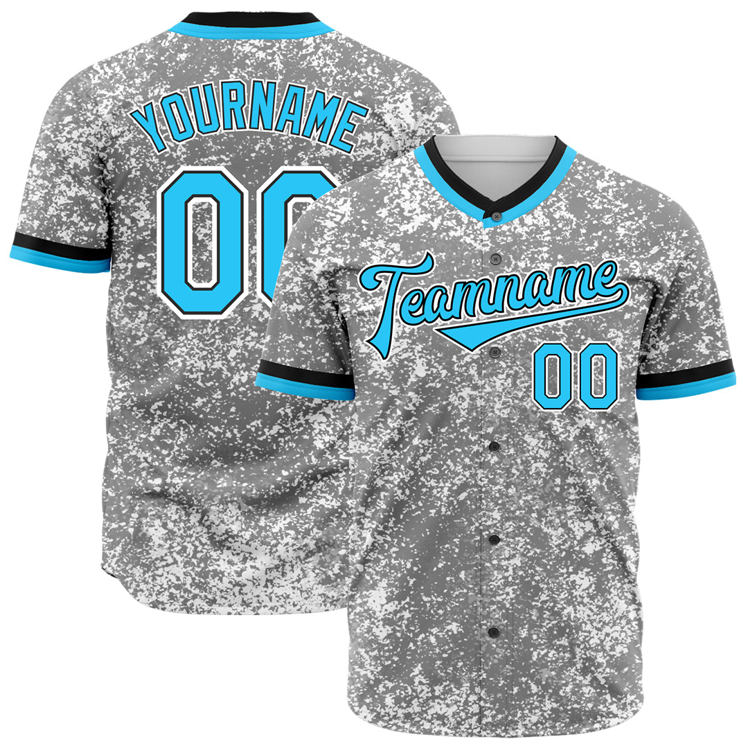 Custom Arctic Camouflage Personalized Blue Font Baseball Jersey Full Button Down Authentic Shirts