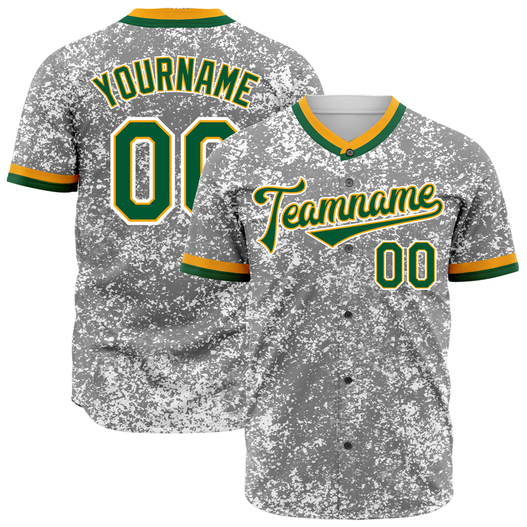 Custom Arctic Camouflage Personalized Green Font Baseball Jersey Full Button Down Authentic Shirts