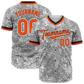 Custom Arctic Camouflage Personalized Orange Font Baseball Jersey Full Button Down Authentic Shirts