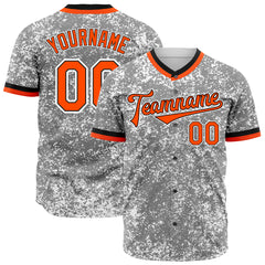 Custom Arctic Camouflage Personalized Orange Font Baseball Jersey Full Button Down Authentic Shirts