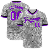 Custom Arctic Camouflage Personalized Purple Font Baseball Jersey Full Button Down Authentic Shirts