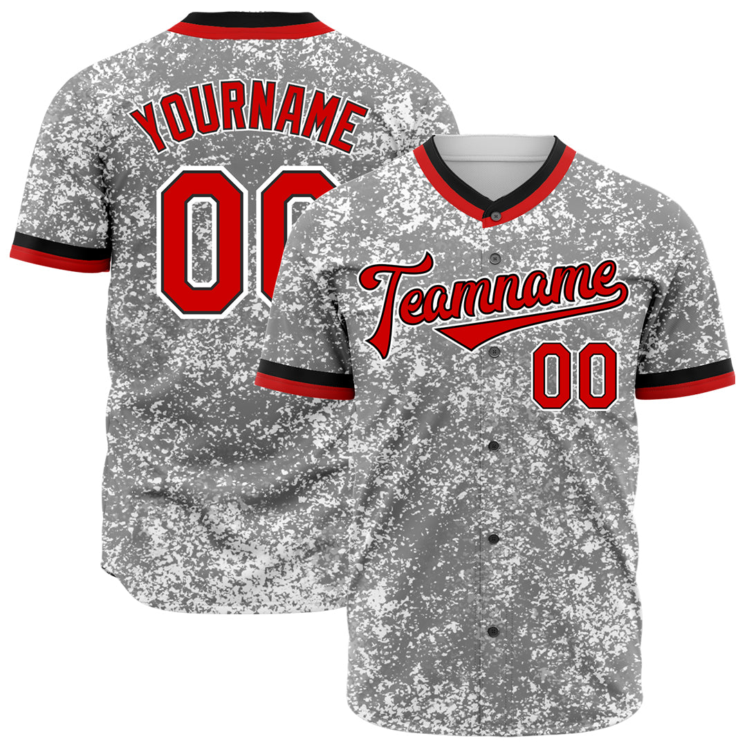 Custom Arctic Camouflage Personalized Red Font Baseball Jersey Full Button Down Authentic Shirts