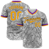 Custom Arctic Camouflage Personalized Yellow Font Baseball Jersey Full Button Down Authentic Shirts