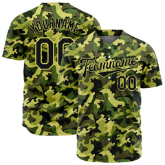 Custom Army Camo Baseball Jersey Full Button Down Fans Special Authentic Neck Shirt
