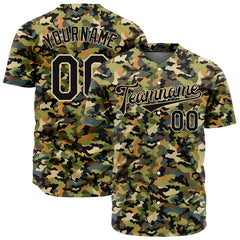 Custom Army Camo Baseball Jersey Full Button Down Fans Special Edition Authentic Shirt