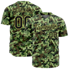 Custom Army Camo Baseball Jersey Full Button Down Fans Special Edition Authentic T-Shirt
