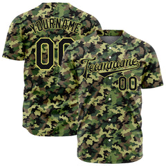 Custom Army Camo Baseball Jersey Full Button Down Fans Special Edition Authentic T Shirt