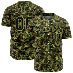 Custom Army Camo Baseball Jersey Full Button Down Fans Special Edition Shirt