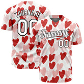Custom Big Red Heart Valentine's Day Baseball Jersey Fans Special Edition Authentic Full Button Down Shirt