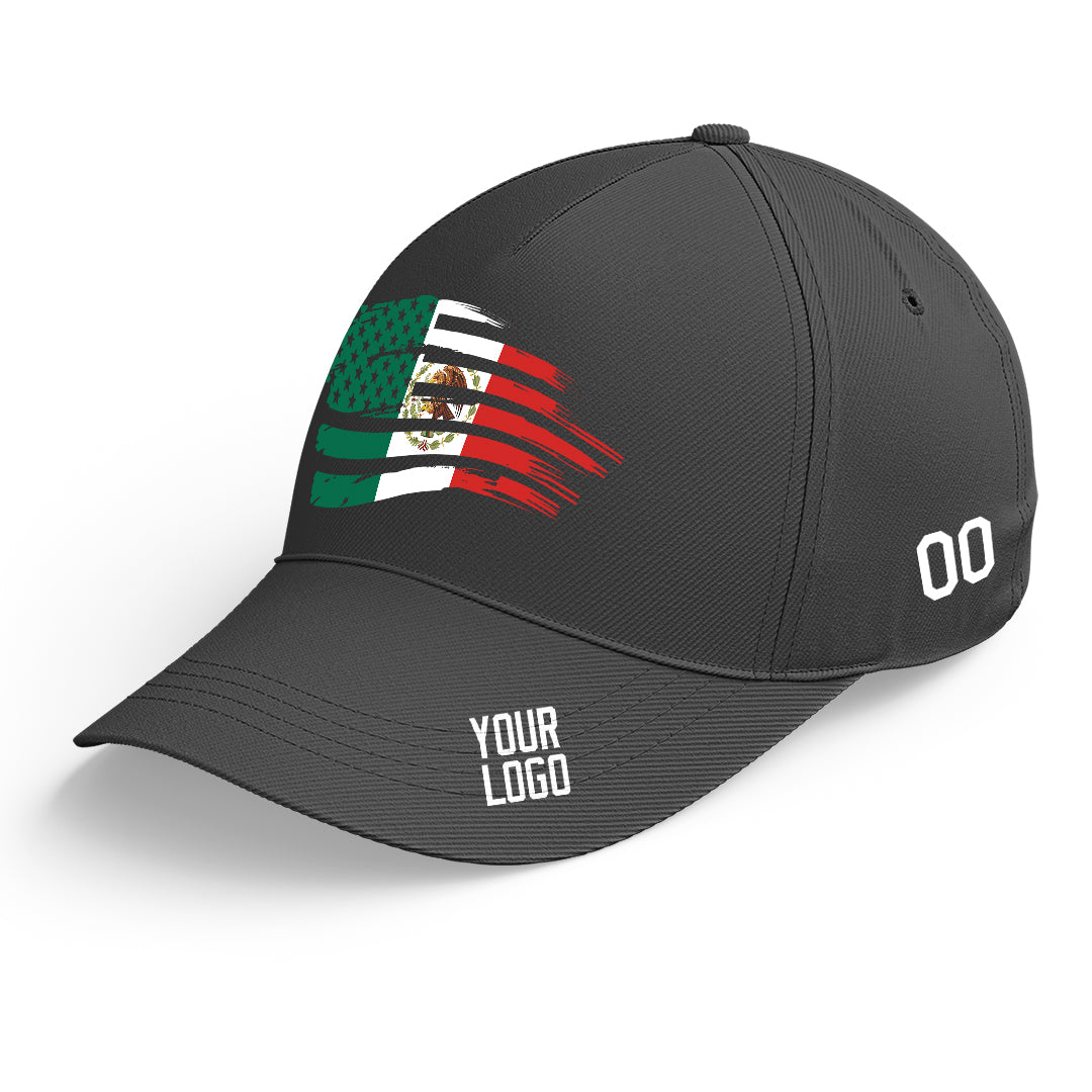 Custom Black Baseball Cap Mexican Flag Adjustable Hat for Men and Women