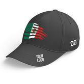 Custom Black Baseball Cap Mexican Flag Adjustable Hat for Men and Women