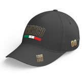 Custom Black Baseball Cap Mexican Flag Adjustable Hat for Men and Women Available