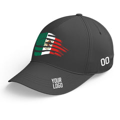 Custom Black Baseball Cap Mexican Flag Adjustable Hat for Men and Women