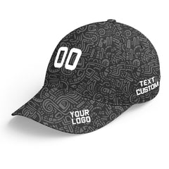 Custom Black Baseball Cap Print Logo Text Adjustable Hat For Men Women