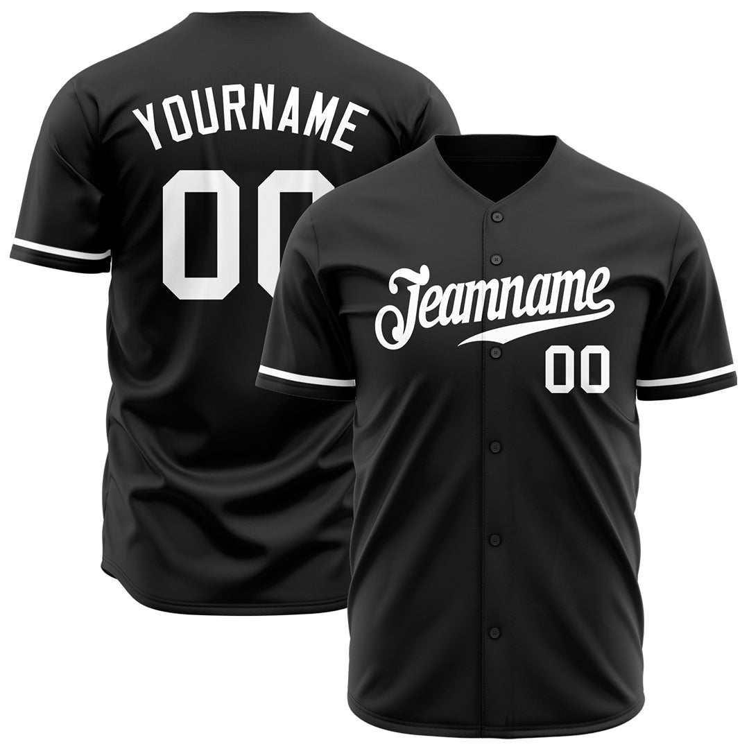 Custom Black Baseball Jersey Stitched Authentic Button Down Vintage Shirt