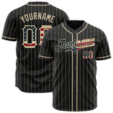 Custom Black National Flag Pinstripe Fans Special Edition Authentic Vintage Baseball Jersey
