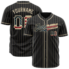 Custom Black National Flag Pinstripe Fans Special Edition Authentic Vintage Baseball Jersey