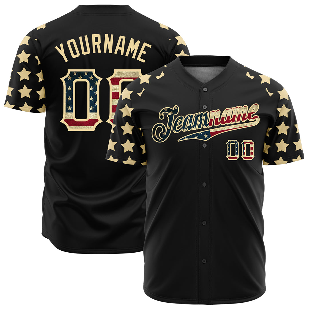 Custom Black National USA Flag Two Tone Authentic Baseball Jersey