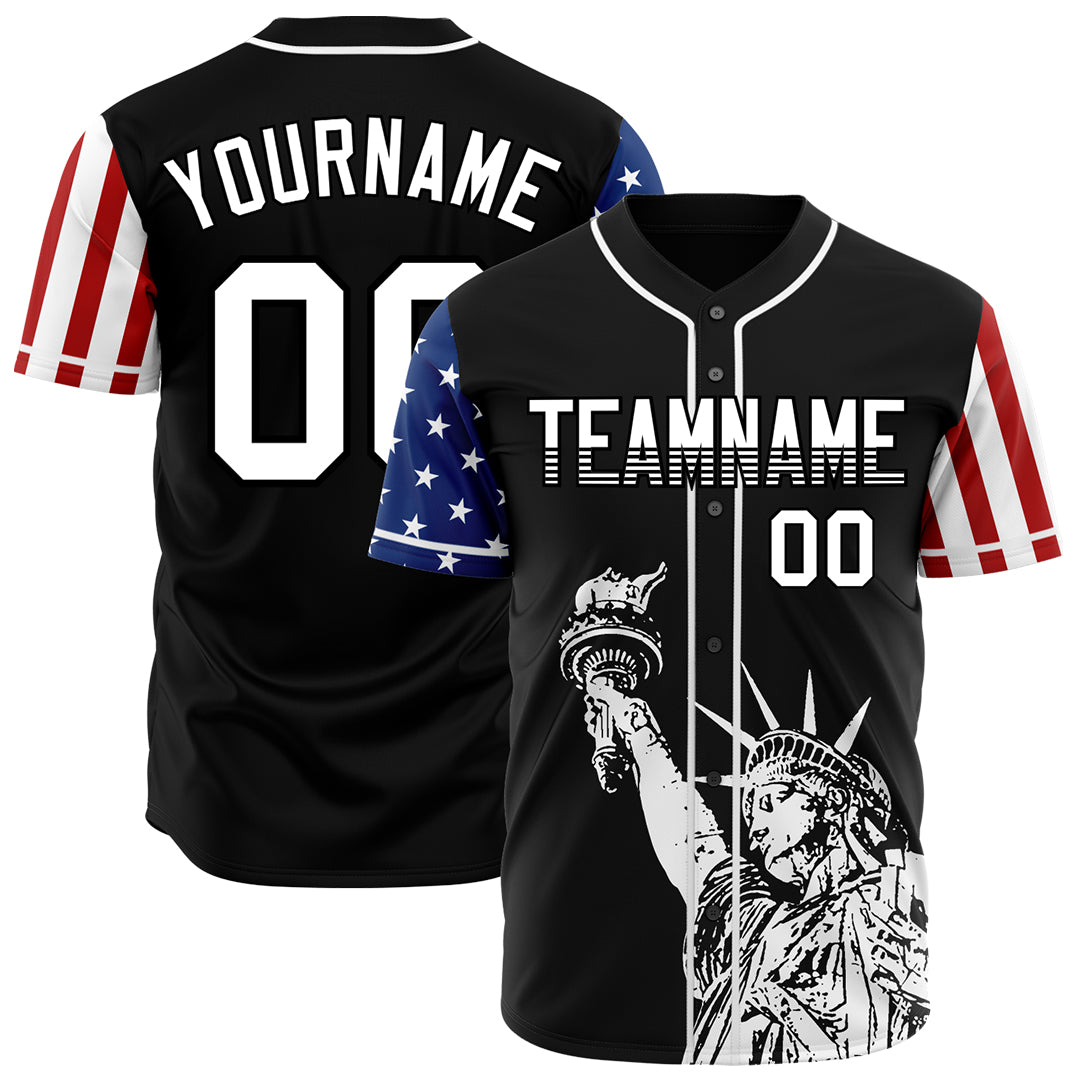 Custom Black National USA Flag Two Tone Authentic Vintage Baseball Jersey