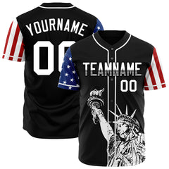 Custom Black National USA Flag Two Tone Authentic Vintage Baseball Jersey