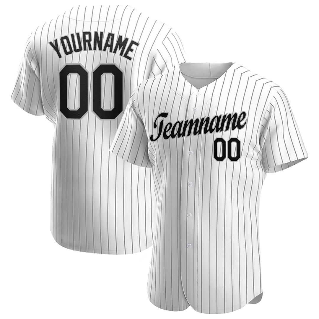 Custom Black Pinstripe Baseball Jersey Authentic Button Down Vintage White Shirt