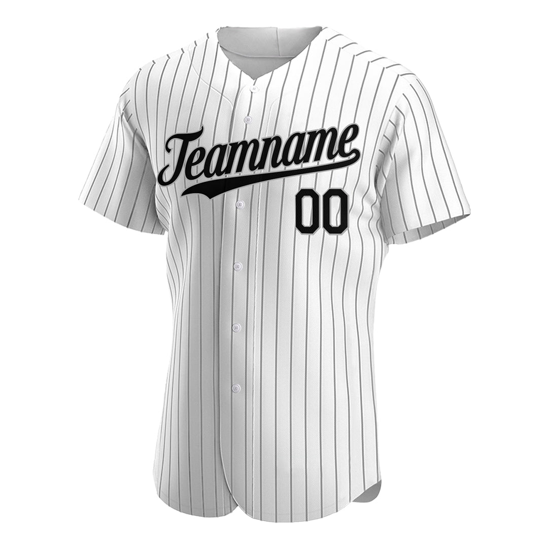Custom Black Pinstripe Baseball Jersey Stitched Authentic Button Down Vintage Shirt