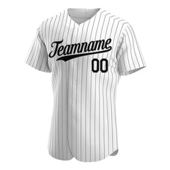 Custom Black Pinstripe Baseball Jersey Stitched Authentic Button Down Vintage Shirt