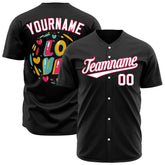 Custom Black Valentine's Day Baseball Jersey Fans Special Edition Authentic Full Button Down Shirt