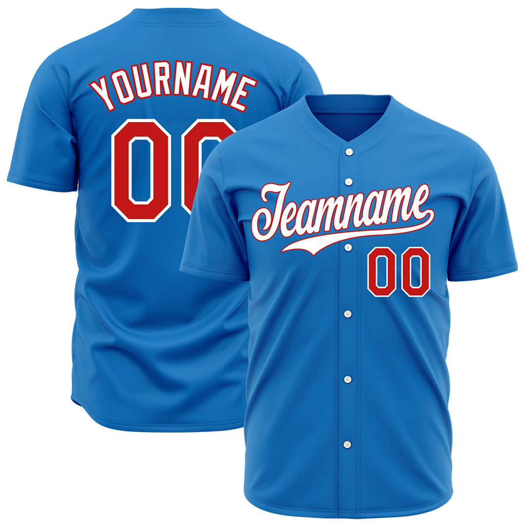 Custom Blue Baseball Jersey Authentic Hip Hop Button Down Vintage Shirt