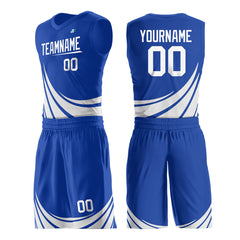 Custom Blue Basketball Team Uniform Print Athletic V-Neck Mesh Jersey