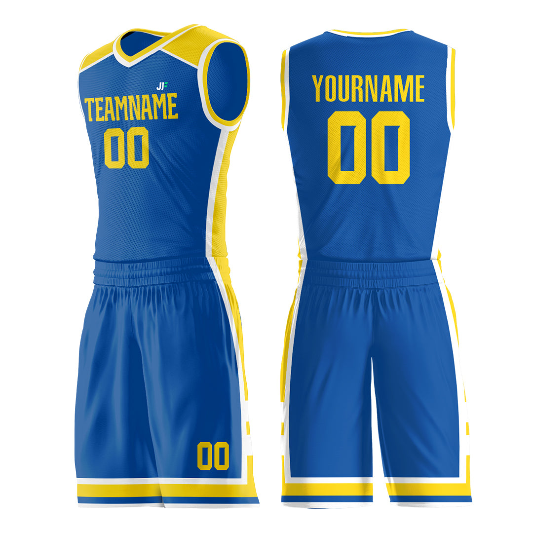 Custom Blue Basketball Uniform Personailzed Printed Athletic Mesh Jersey