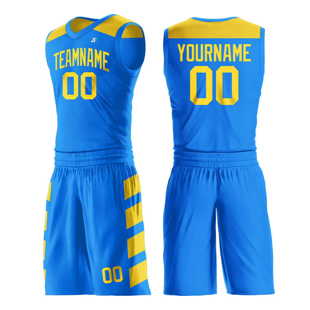 Custom Blue Basketball Uniform Print Name Number Logo Mesh Jersey
