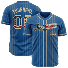 Custom Blue National Flag Pinstripe Fans Special Edition Authentic Vintage Baseball Jersey