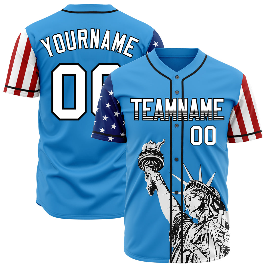 Custom Blue National USA Flag Two Tone Authentic Vintage Baseball Jersey