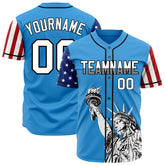 Custom Blue National USA Flag Two Tone Authentic Vintage Baseball Jersey