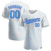 Custom Blue Pinstripe Baseball Jersey Stitched Authentic Button Down Vintage