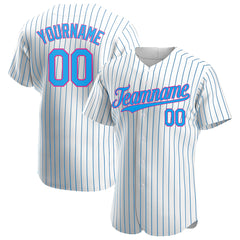 Custom Blue Pinstripe Baseball Jersey Stitched Authentic Button Down Vintage