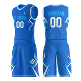 Custom Blue Yellow Basketball Uniform Print Name Number Athletic V Neck Mesh Jersey Design Your Own