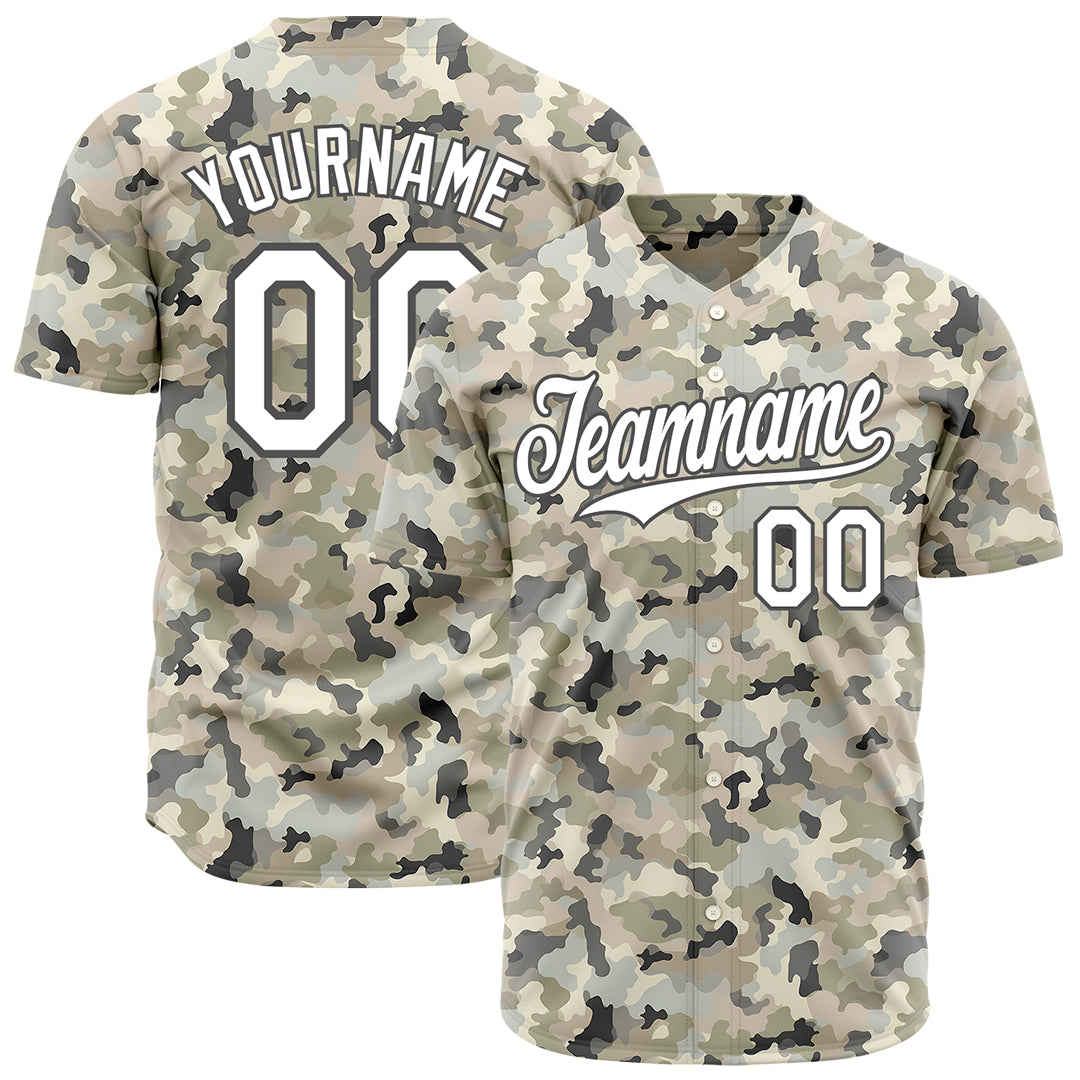 Custom Camo Baseball Jersey Full Button Down Fans Special Edition Authentic Neck Shirt