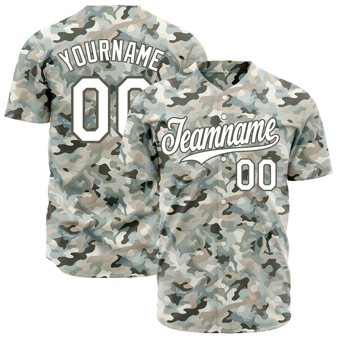 Custom Camo Baseball Jersey Full Button Down Fans Special Edition Authentic Shirt