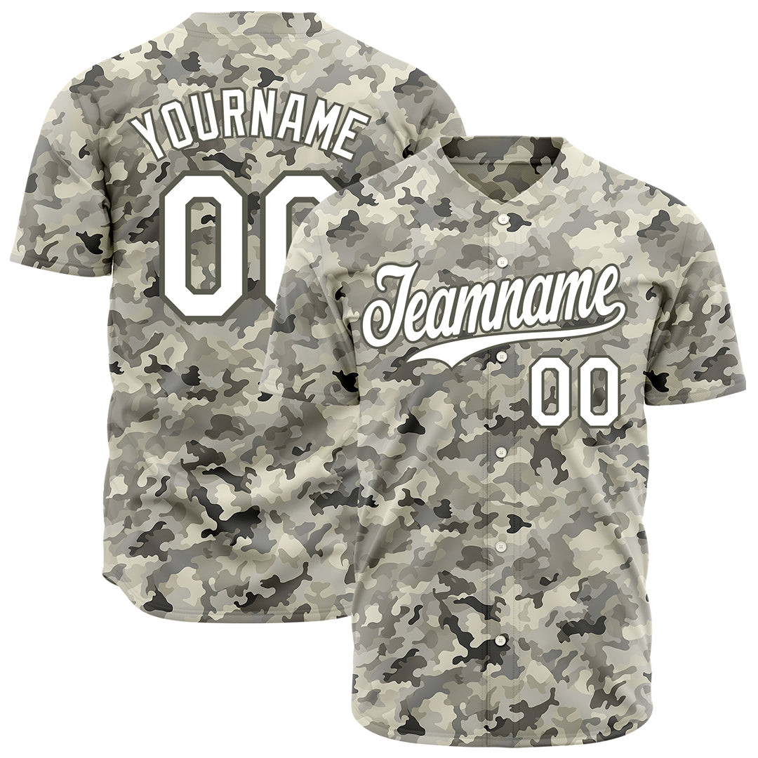 Custom Camo Baseball Jersey Full Button Down Fans Special Edition Authentic V Neck Shirt