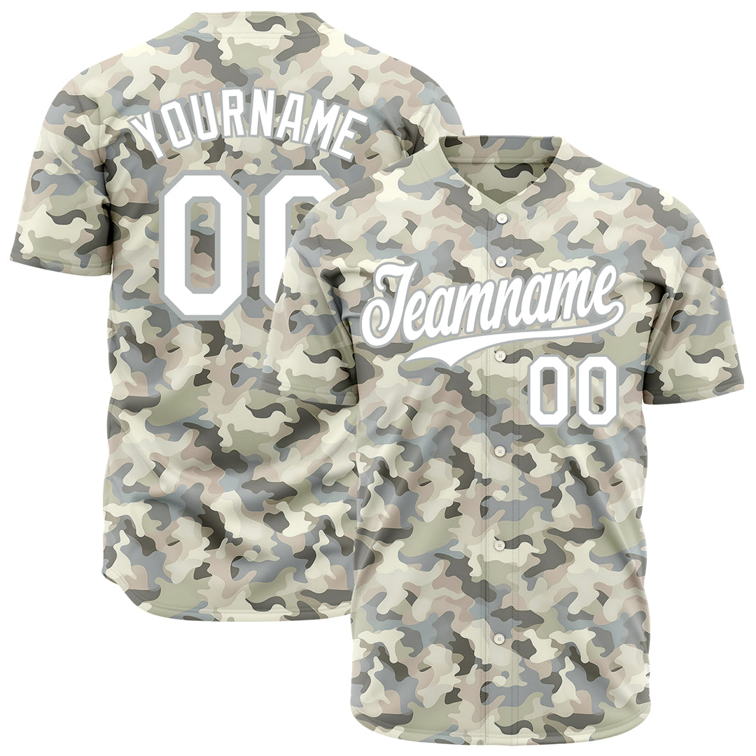 Custom Camo Baseball Jersey Full Button Down Fans Special Edition Shirt