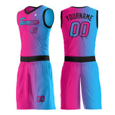Custom Fade Pink Blue Basketball Team Uniform Print Athletic V Neck Mesh Jersey