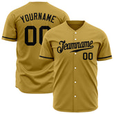 Custom Gold Baseball Jersey Stitched Authentic Button Down Vintage Shirt