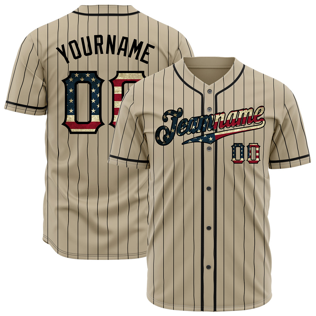 Custom Gold National Flag Pinstripe Fans Special Edition Authentic Vintage Baseball Jersey