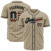 Custom Gold National Flag Pinstripe Fans Special Edition Authentic Vintage Baseball Jersey