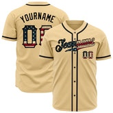 Custom Gold National USA Flag Fans Special Edition Authentic Vintage Baseball Jersey